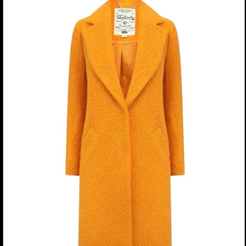 Tokyo Laundry ‘Fortune’ Textured Boucle Midi Coat Sunflower Gold Size Small